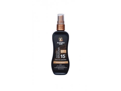AUSTRALIAN GOLD SPF 15 SPRAY GEL WITH BRONZER, apsaugos nuo saulės pienelis su bronzantais, 100ml